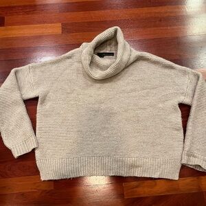 360 Cashmere Beige Cowl Neck Sweater Wool Blend
